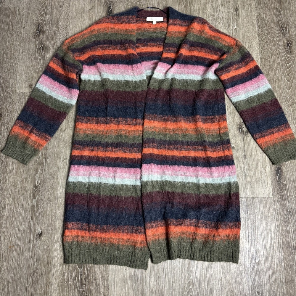 Adyson Parker L Wool Alpaca Blend Colorful Long Cardigan Open Boho Striped